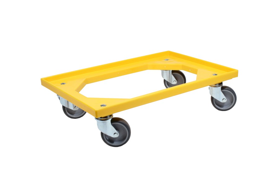 Vozík 64S-GU 4-0 KT žlutý, GU šedá kola 100 mm